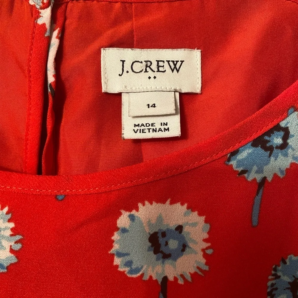 J Crew Women's Size 14 Red Longfellow Lined Floral Casual Dress